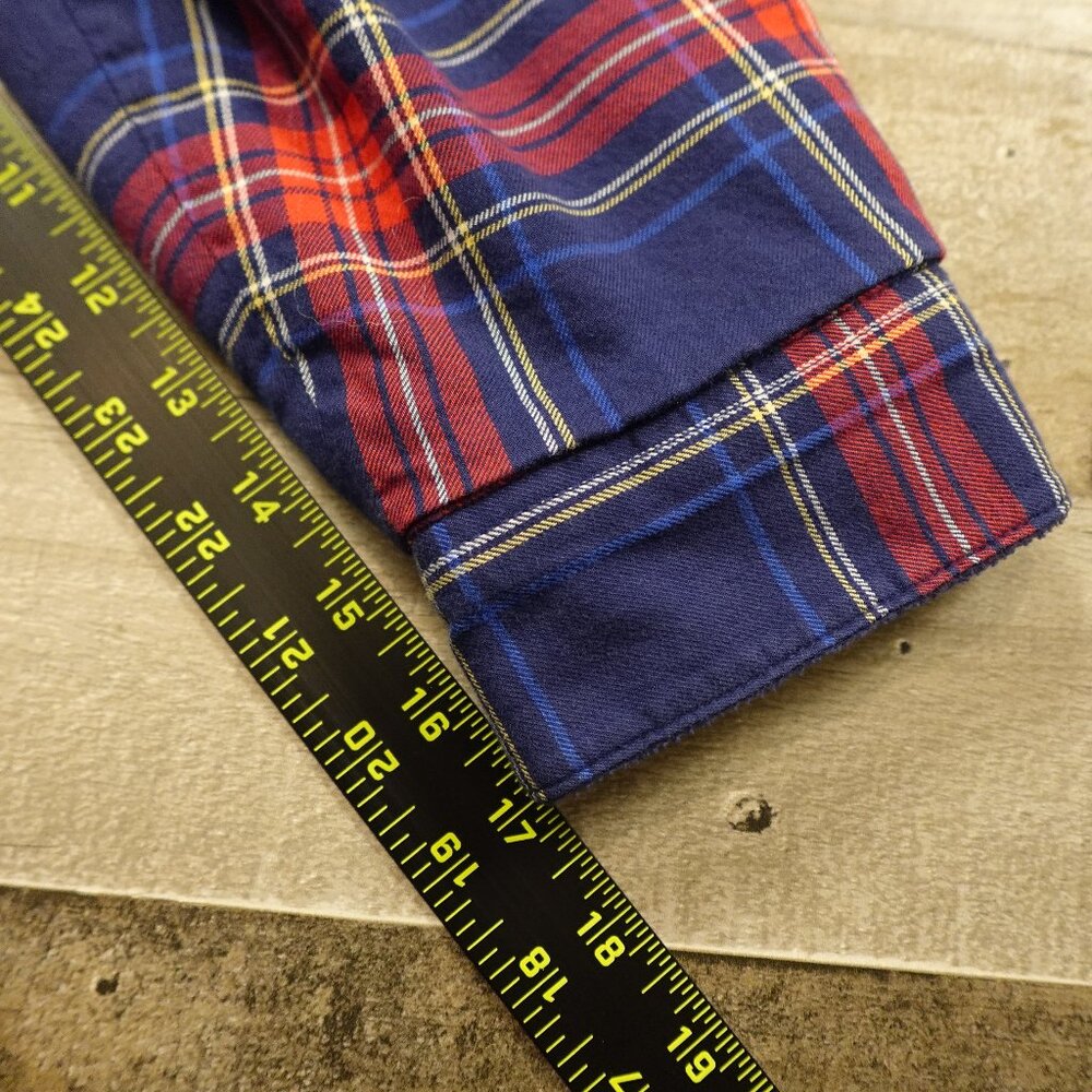 LL Bean Fleece-Lined Flannel Hoodie Plaid women's medium petite red navy - Picture 4 of 10